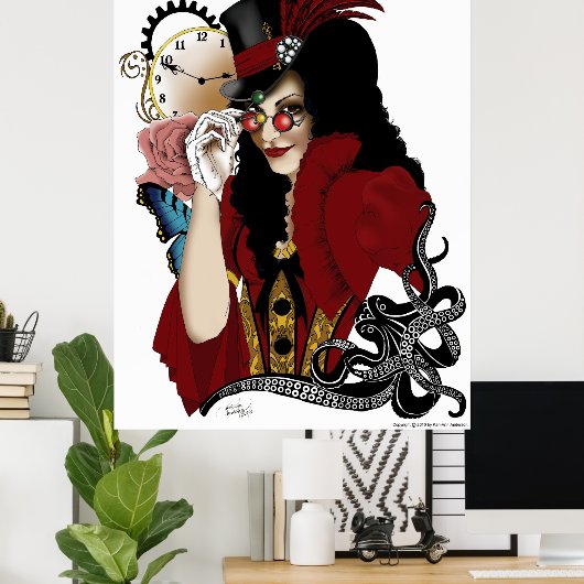 Steampunk ganz in Rot Poster (Heimbüro)