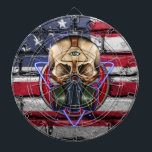 Steampunk Gasmask Dartscheibe<br><div class="desc">Dartboard Stein der amerikanischen Flagge der Steampunk gasmask Schädel-Biogefährdung-Apokalypse.</div>