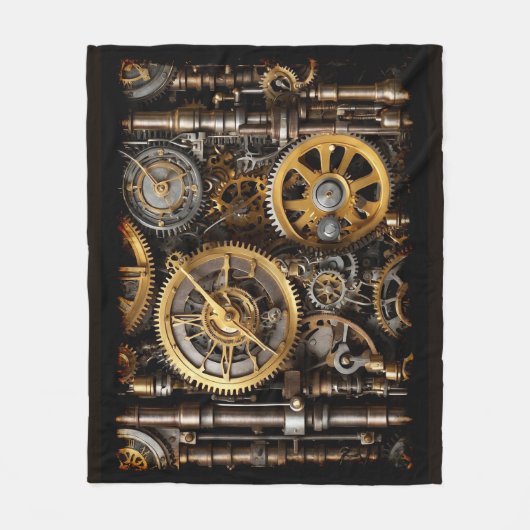 Steampunk-Gear und Lever-Motor Fleecedecke (Vorderseite)