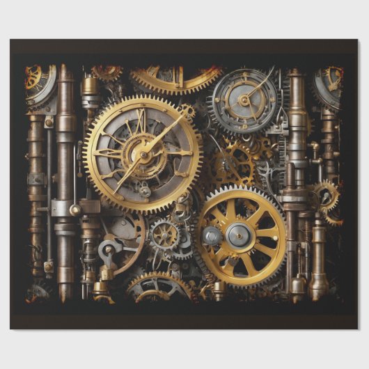 Steampunk-Gear und Lever-Motor Geschenkpapier (Flach)