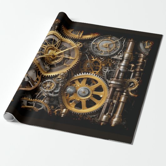 Steampunk-Gear und Lever-Motor Geschenkpapier (Ungerollt)