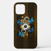 Steampunk Gears and Blue Butterflies Case-Mate iPhone Hülle (Rückseite)