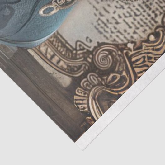 Steampunk Gears Aquamarin Girl Decoupage Seidenpapier (Ausschnitt)