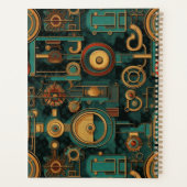 Steampunk Gears Aquamarin Red Gold Planer (Rückseite)