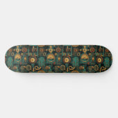 Steampunk Gears Aquamarin Red Gold Skateboard (Horizontal)
