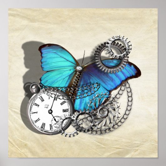 Steampunk Gears Butterfly Poster (Vorne)