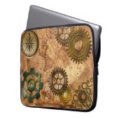 Steampunk Gears, Cogs, Brass Compass & Map Theme Laptopschutzhülle (Vorderseite Links)