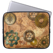 Steampunk Gears, Cogs, Brass Compass & Map Theme Laptopschutzhülle (Vorderseite)