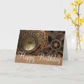 Steampunk Gears & Cogs Geburtstag Karte (Gelbe Blume)