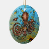 Steampunk Gears Collage Aqua Kupfer Ornament (Rechts)