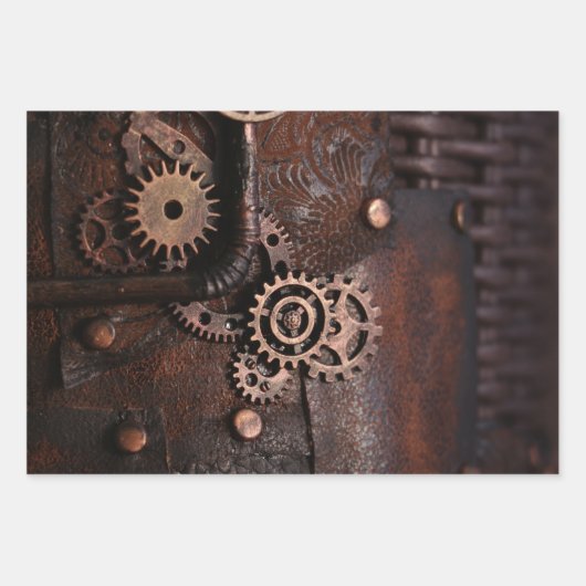 Steampunk Gears Decoupage Geschenkpapier Set (Vorderseite 2)