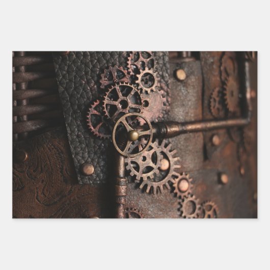 Steampunk Gears Decoupage Geschenkpapier Set (Vorderseite)