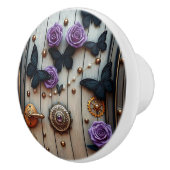 Steampunk Gears, Flowers and Butterflies Keramikknauf (Rechts)