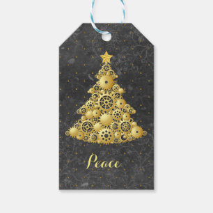 Steampunk Gears Gold Weihnachtsbaum Geschenkanhänger