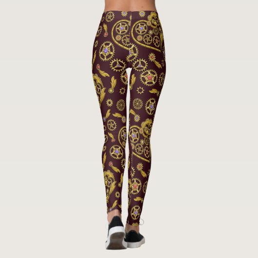 Steampunk Gears Heart Leggings (Rückseite)