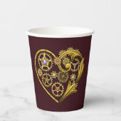 Steampunk Gears Heart Pappbecher (Vorderseite)