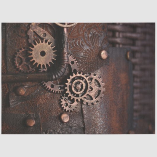 Steampunk Gears Leather Decoupage 20x30 Seidenpapier (Vorderseite)