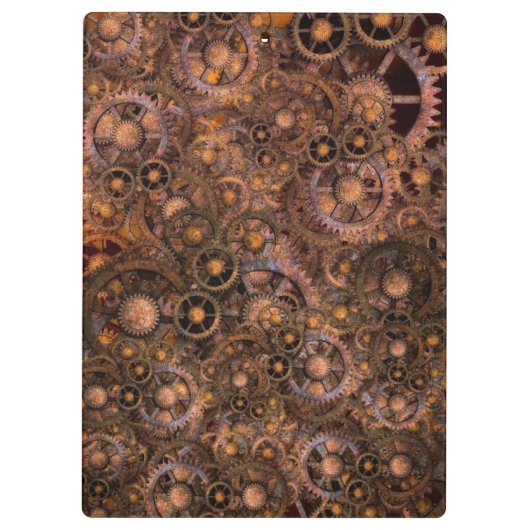 Steampunk Gears Mit Monogramm Klemmbrett (Rückseite)