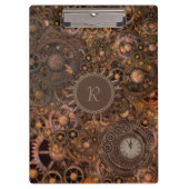 Steampunk Gears Mit Monogramm Klemmbrett (Vorderseite)