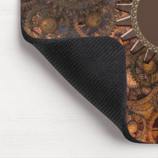 Steampunk Gears Mit Monogramm Mousepad (Ecke)