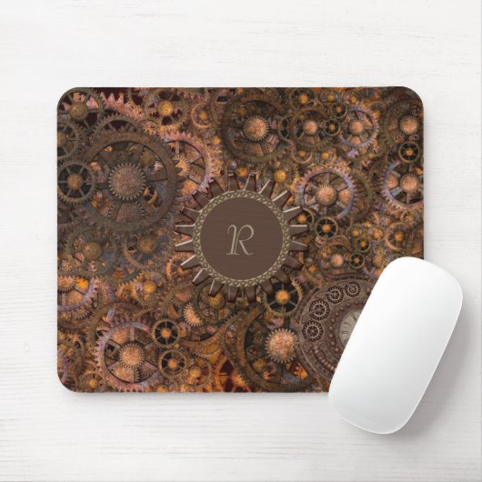Steampunk Gears Mit Monogramm Mousepad (Mit Mouse)
