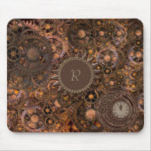 Steampunk Gears Mit Monogramm Mousepad (Vorne)