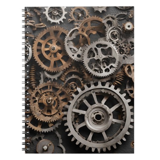 Steampunk-Gears-Notebook - Vintages Industriedesig Notizblock (Vorderseite)
