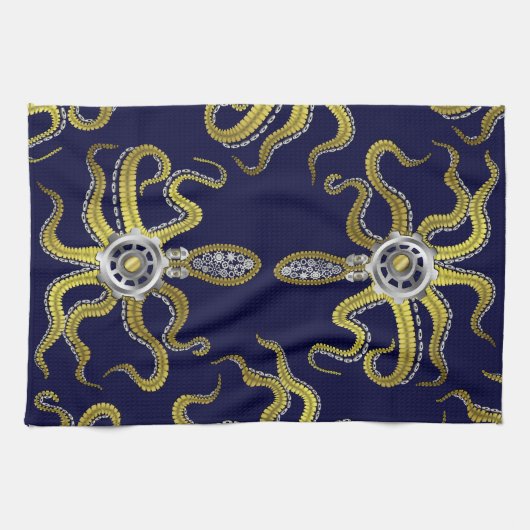 Steampunk Gears Octopus Kraken Handtuch (Horizontal)