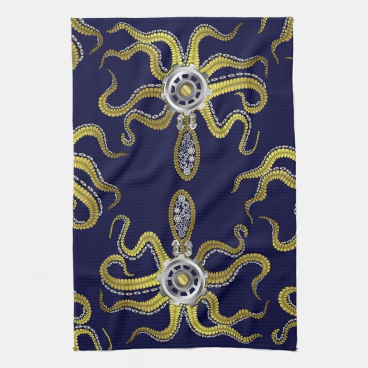 Steampunk Gears Octopus Kraken Handtuch (Vertikal)