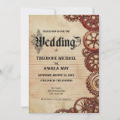 Steampunk Gears Personalized Wedding Invitation Einladung (Vorderseite)