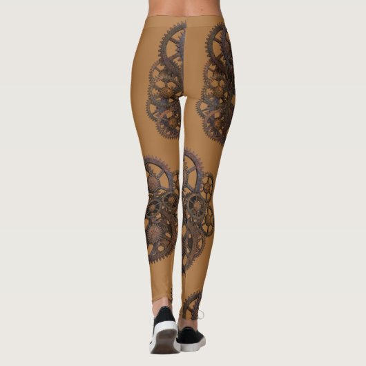 Steampunk Gears Rusty Vintag Industrial Leggings (Rückseite)