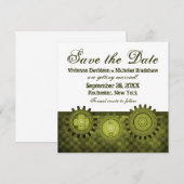Steampunk Gears Save the Date einladen, grün Einladung (Vorne/Hinten)