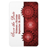Steampunk Gears Save the Date Flexi Magnet, rot Magnet (Vertikal)