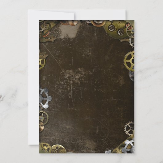 Steampunk Gears Save the Date Viktorianisch (Rückseite)