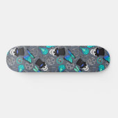 Steampunk Gears Skulls und Schmetterlinge Grau Skateboard (Horizontal)
