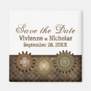 Steampunk Gears Speichern das Date Magnet, braun Magnet