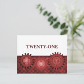 Steampunk Gears Table Postcard, rot Postkarte (Stehend Vorderseite)