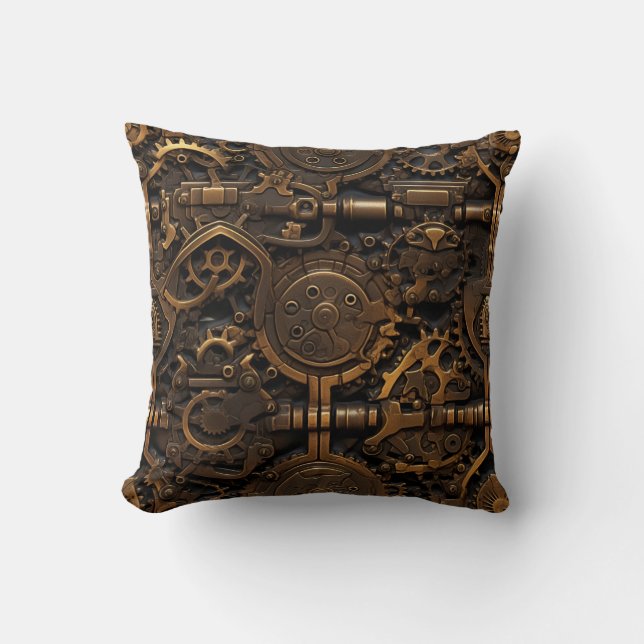 Steampunk Gears Throw Kissen (Vorderseite)