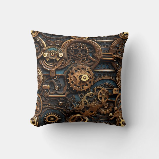 Steampunk Gears Throw Kissen (Vorderseite)