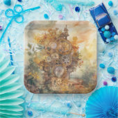 Steampunk Gears Tower Paper Plate Pappteller (Party)