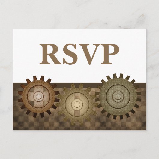 Steampunk Gears UAWG Postcard, braun Einladungspostkarte (Vorderseite)