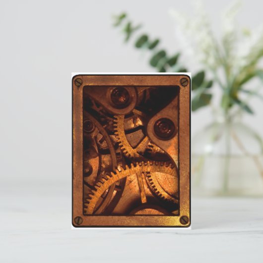 Steampunk Gears Uhrenkarten Postkarten (Stehend Vorderseite)