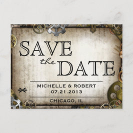 Steampunk Gears Viktorianisch Save the Date PostCa Ankündigungspostkarte
