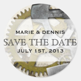Steampunk Gears Viktorianisch Save the Date Sticke Runder Aufkleber