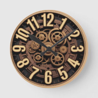 Steampunk Gears Vintag Look Runde Wanduhr