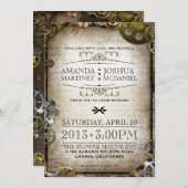 Steampunk Gears Vintage Viktorianische Hochzeitsre Einladung (Vorne/Hinten)