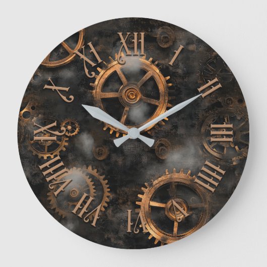 Steampunk Gears Wall Clock Große Wanduhr (Vorderseite)