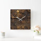 Steampunk Gears Wall Clock Quadratische Wanduhr (Zuhause)