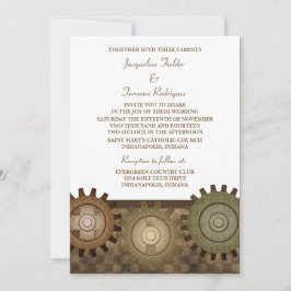 Steampunk Gears Wedding Invite, Brown Einladung