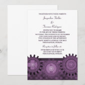 Steampunk Gears Wedding Invite, Lila Einladung (Vorne/Hinten)